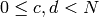 0\leq c,d < N