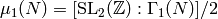 \mu_1(N) = [\SL_2(\Z):\Gamma_1(N)]/2