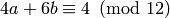 4a+6b \con 4\pmod{12}