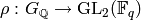 \rho:G_\Q \to \GL_2(\F_q)
