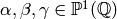 \alpha,\beta,\gamma\in\P^1(\Q)