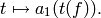 t \mapsto a_1(t(f)).