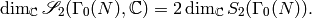 \dim_\C\sS_2(\Gamma_0(N),\C) = 2\dim_\C S_2(\Gamma_0(N)).
