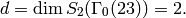 d = \dim S_2(\Gamma_0(23)) = 2.