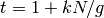 t=1+kN/g