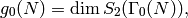 g_0(N)=\dim S_2(\Gamma_0(N)),