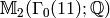 \sM_2(\Gamma_0(11);\Q)