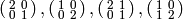 \abcd{2}{0}{0}{1}, \abcd{1}{0}{0}{2}, \abcd{2}{1}{0}{1}, \abcd{1}{0}{1}{2}