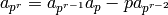 a_{p^r} = a_{p^{r-1}} a_p
- p a_{p^{r-2}}