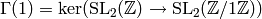 \Gamma(1) =
\ker(\SL_2(\Z) \rightarrow \SL_2(\Z/1\Z))