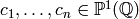 c_1,\ldots, c_n \in \P^1(\Q)