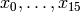 x_0, \ldots, x_{15}