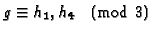 $g\equiv h_1,h_4\pmod{3}$
