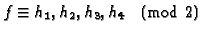 $f\equiv h_1,h_2,h_3,h_4\pmod{2}$
