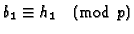 $b_1 \equiv h_1\pmod{p}$