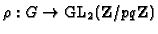 $\rho: G \rightarrow \mbox{\rm GL}_2(\mathbf{Z}/pq\mathbf{Z})$