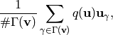 \frac{1}{\#\Gamma (\vv )}\sum_{\gamma \in \Gamma (\vv)} q (\uu) \uu_{\gamma},