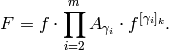 F = f \cdot \prod_{i=2}^m A_{\gamma_i} \cdot f^{[\gamma_i]_k}.