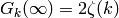 G_k(\infty) = 2\zeta(k)