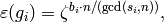 \eps(g_i) = \zeta^{b_i \cdot
n/(\gcd(s_i,n))},