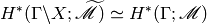 H^{*} (\Gamma \backslash X; \widetilde{\MMM})\simeq H^{*} (\Gamma
;\MMM)