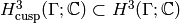 H^{3}_{\text{cusp}}
(\Gamma ;\C) \subset H^{3} (\Gamma ; \C)