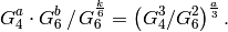 \ds G_4^a \cdot G_6^b \,/\, G_6^{\frac{k}{6}} = \left(G_4^3 / G_6^2 \right)^{\frac{a}{3}}.