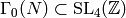 \Gamma_{0} (N)\subset \SL_{4} (\Z)