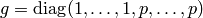 g = \diag (1,\dotsc ,1,p,\dotsc ,p)