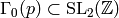\Gamma_{0} (p)\subset \SL_{2} (\Z)