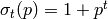 \sigma_t(p) = 1 + p^t