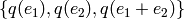 \{q (e_{1}), q (e_{2}), q (e_{1}+e_{2}) \}