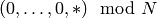 (0,\dotsc
,0,*) \mod N