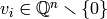 v_{i}\in
\Q^{n}\smallsetminus \{0 \}