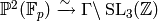 \Proj^{2} (\F_p) \xrightarrow{\sim} \Gamma \backslash
\SL_{3} (\Z)