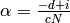 \alpha = \frac{-d+i}{cN}