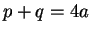 $ p+q=4a$