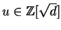 $ u\in\mathbb{Z}[\sqrt{d}]$