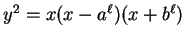 $ y^2 = x(x-a^{\ell})(x+b^{\ell})$
