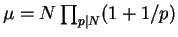 $ \mu = N \prod_{p\mid N} (1+1/p)$