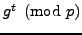 $ g^t\pmod{p}$