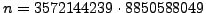 $ n = 3572144239\cdot 8850588049$