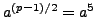 $ a^{(p-1)/2}=a^{5}$