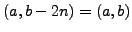$\displaystyle (a,b-2n) = (a,b)$