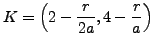 $\displaystyle K = \left(2-\frac{r}{2a},4-\frac{r}{a}\right)$
