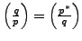 $ \left(\frac{q}{p}\right)
= \left(\frac{p^*}{q}\right)$