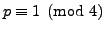 $ p\equiv 1\pmod{4}$