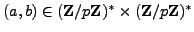 $ (a,b)\in (\mathbb{Z}/p\mathbb{Z}{})^*\times (\mathbb{Z}/p\mathbb{Z}{})^*$