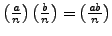 $ \left(\frac{a}{n}\right)\left(\frac{b}{n}\right) = \left(\frac{ab}{n}\right)$