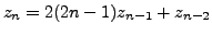 $\displaystyle z_n=2(2n-1)z_{n-1}+z_{n-2}$